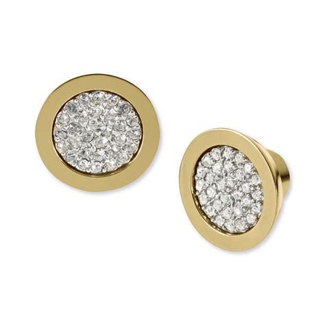 gold michael kors signature earrings|Michael Kors gold stud earrings.